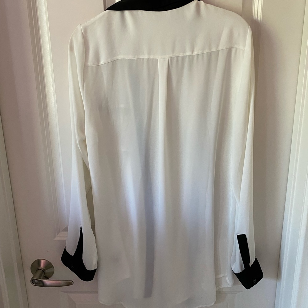 Women's Black and White Button Down Shirt - Picture 2 of 10